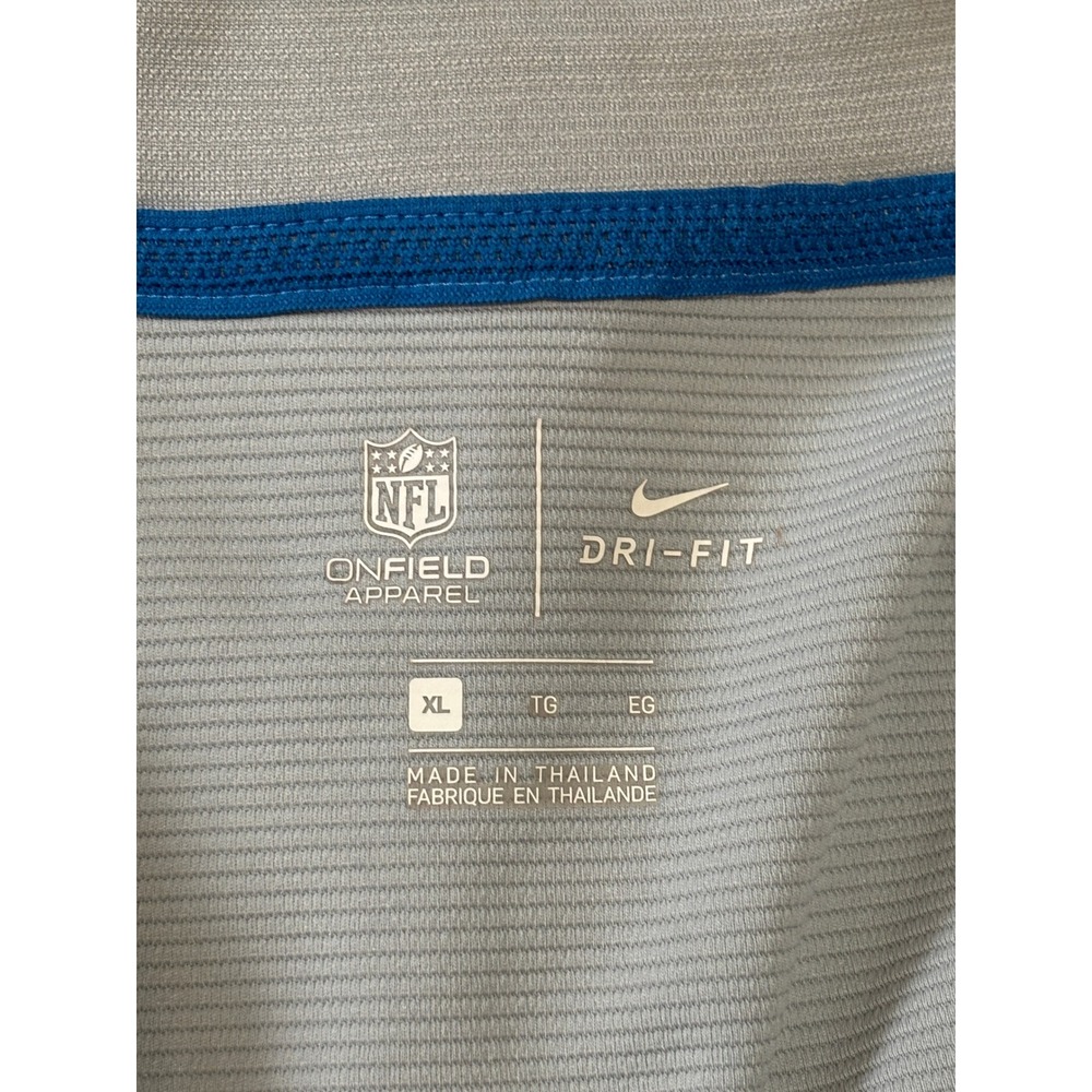 Nike Detroit Lions NFL On-Field Dri-FIT Quarter-Zip Pullover Grey Blue XL - Picture 6 of 9